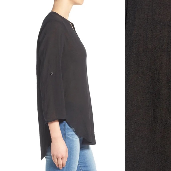 NORDSTROM BP LUSH Black Woven Tunic XS Extra Small - Picture 2 of 12